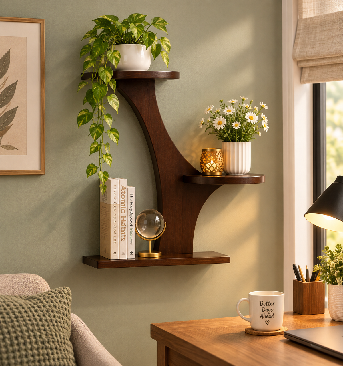 Wall Decor & Hanging Wooden Stylish Wall Shelves.